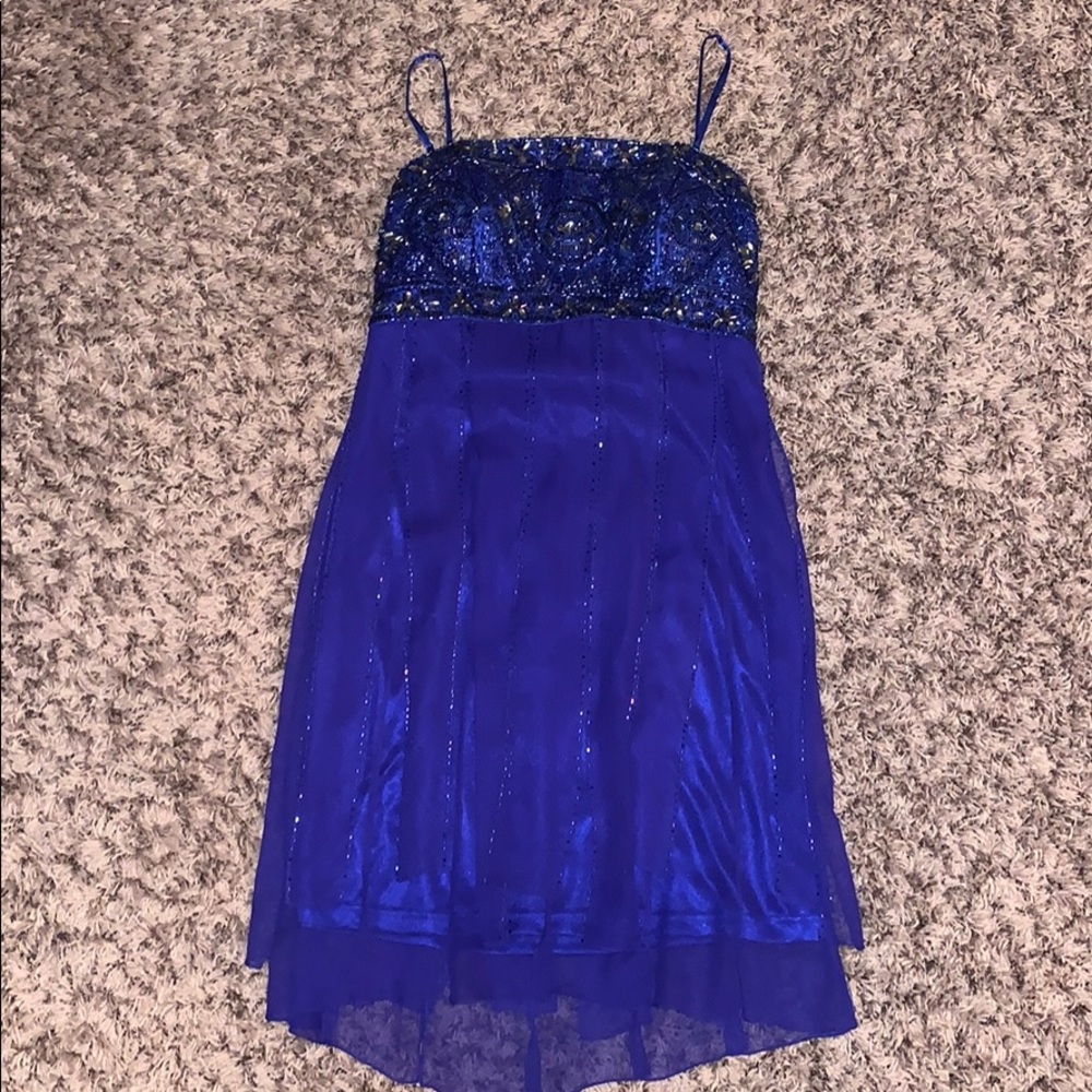 Sue Wong sz  6 sapphire blue beaded cocktail dress